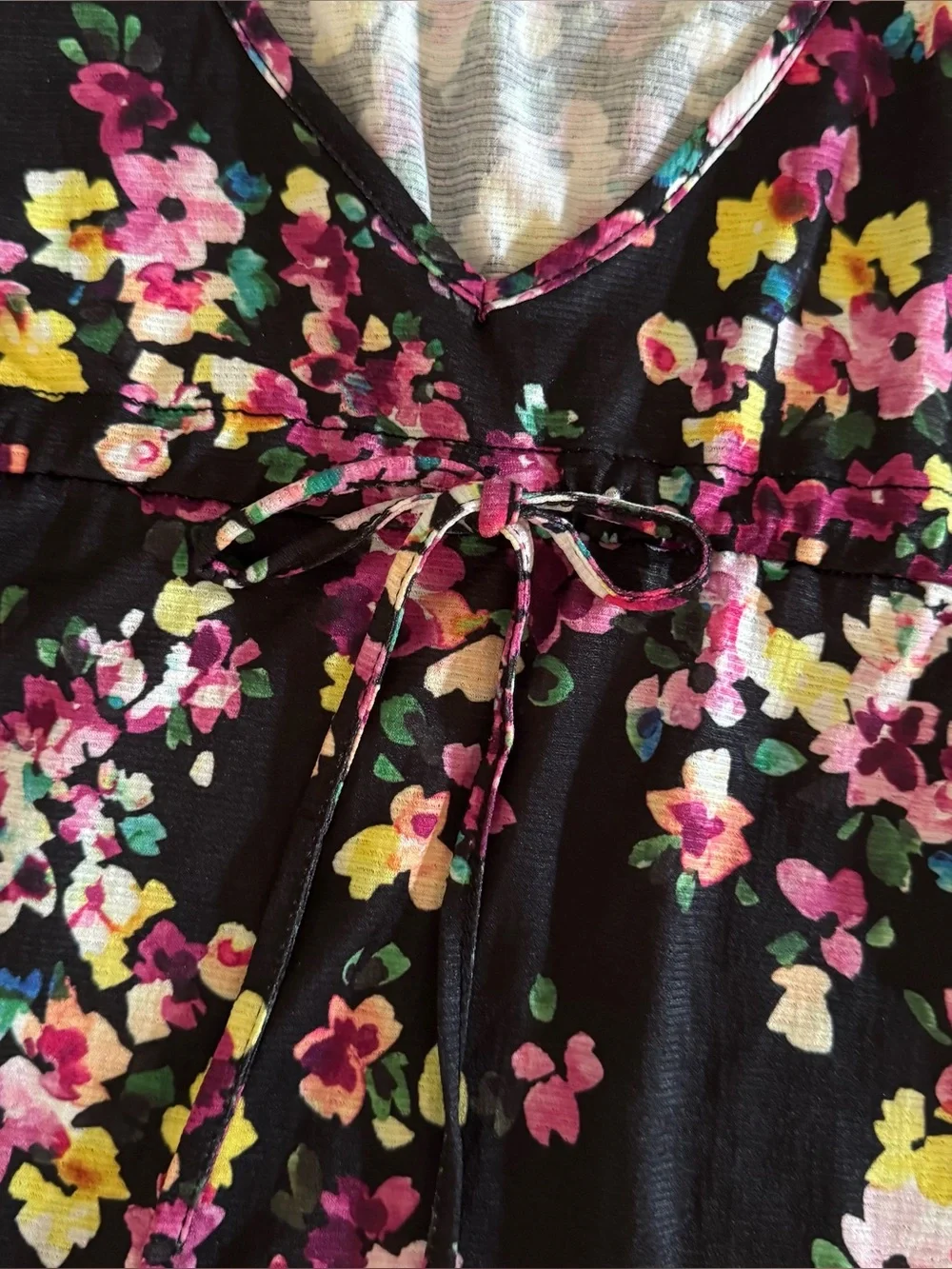 Lands' End Floral Swim Cover Up Dress in Black and Pink NWT Women’s Size L